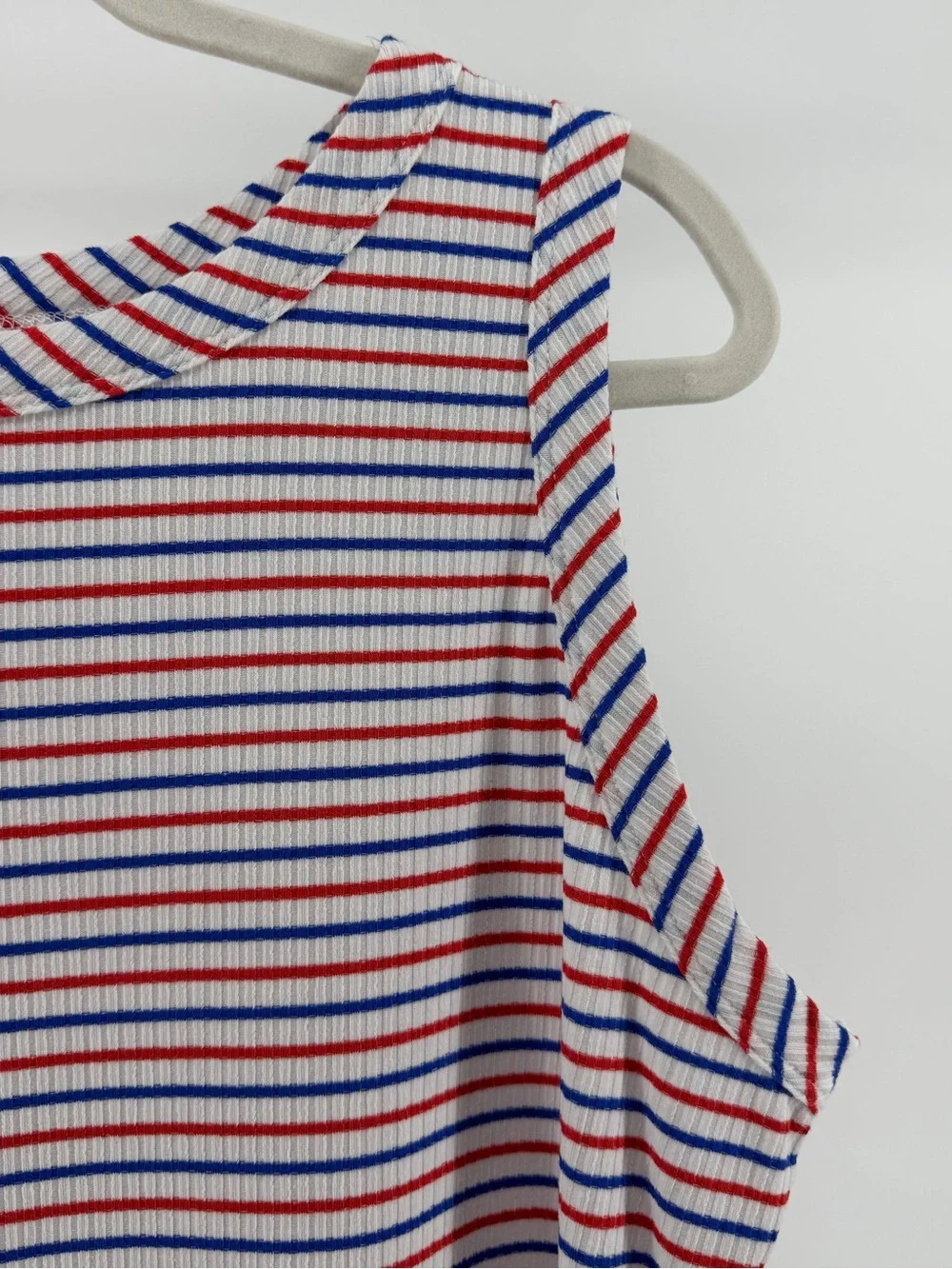 NWT Lane Bryant Fitted High-Neck Ribbed Tank, Red White Blue, Women's 18/20 - Picture 3 of 9